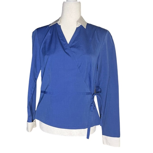 Vintage Ann Taylor Wrap Top 100% Cotton 4 - Picture 3 of 7